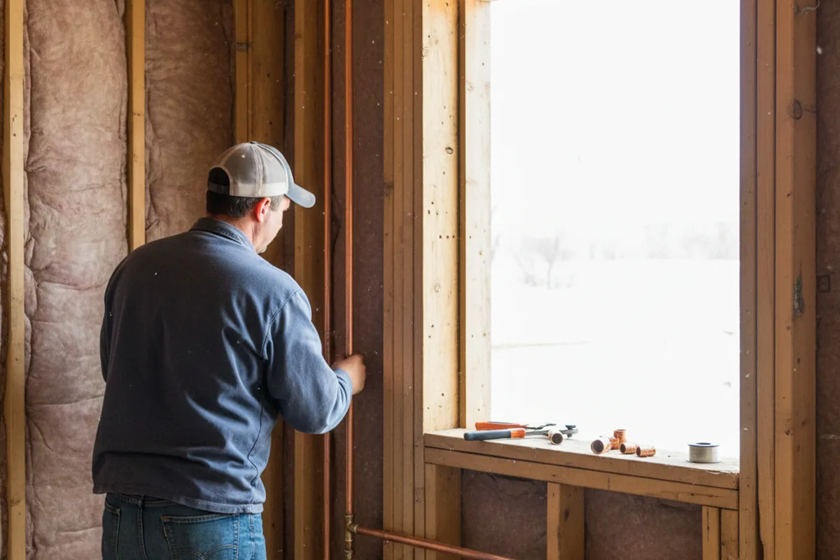 Licensed plumber running new copper supply lines in a Sharon home